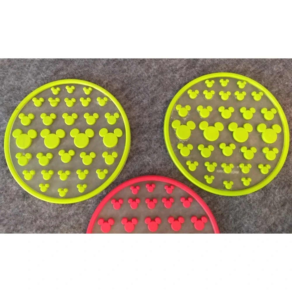DISNEY Mickey Mouse Silicone Coasters Lot of 5 Mickey Ears 3 Colors Stackable